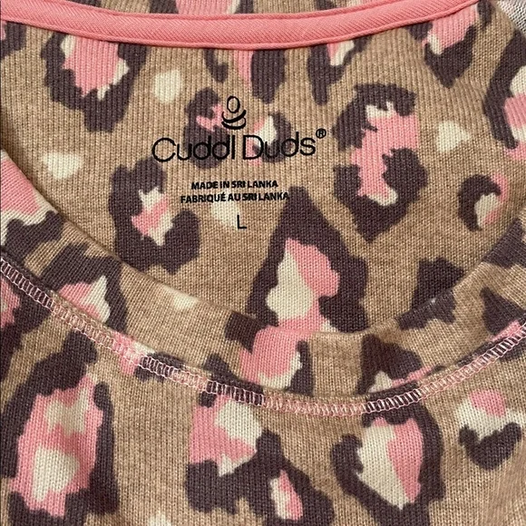 NWT Cuddl Duds Tan, Brown & Pink Leopard Print Lounge Top - Picture 4 of 7